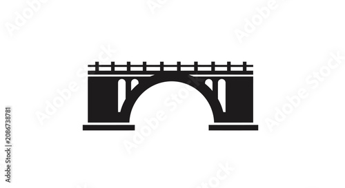 Black Silhouette of Railway Bridge Icon.