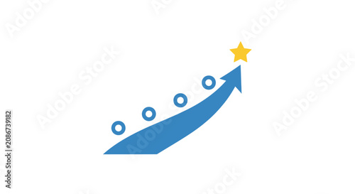 Fotografie Blue Arrow Pointing Upward with Star.