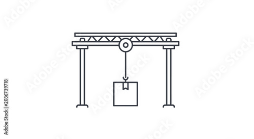Bild auf Leinwand Industrial crane lifting heavy metal block.