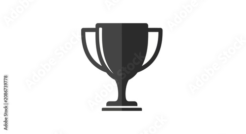 Canvas Print Black trophy cup with handles.