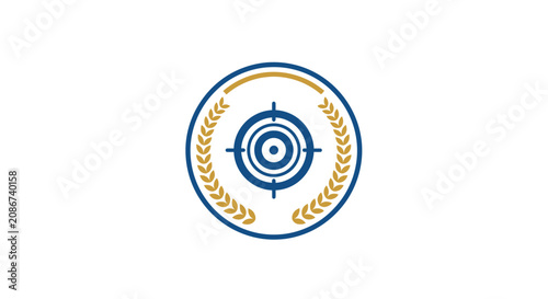 Blue and gold target logo symbol.