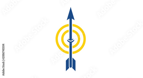 Tableau sur toile Blue Arrow Hitting Yellow Target.