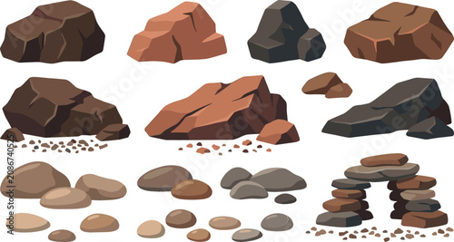 Foto Landscape Stone and Boulder Vector Clipart Asset Collection Featuring Large Jagg