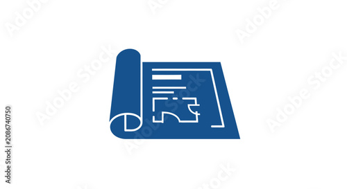 Blue Document with White Lines.