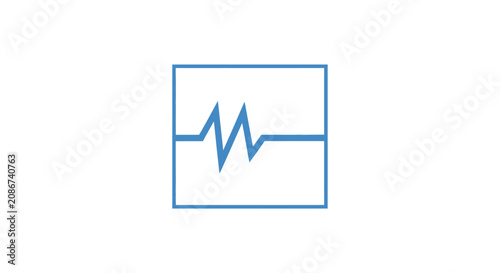 Blue ECG heartbeat line graph icon.
