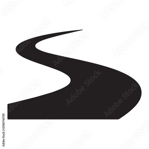 Black winding road vector icon with sharp turn Vector