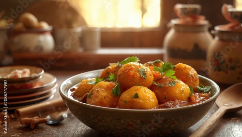 Delicious Dum Aloo is a well-liked spicy potato curry from India.