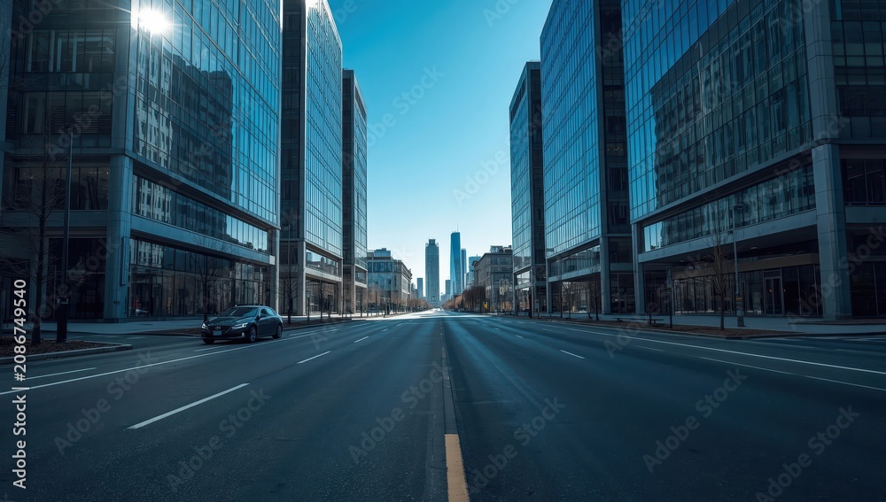 Fototapeta premium Deserted city street and structures