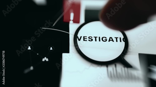 Magnifying glass enlarges the word INVESTIGATION