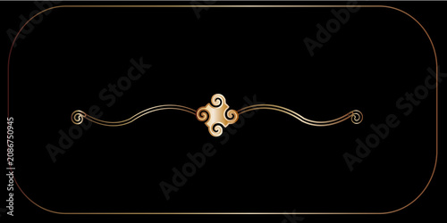 Fotografie Luxury Golden Ornament Divider on Black Background with Elegant Frame