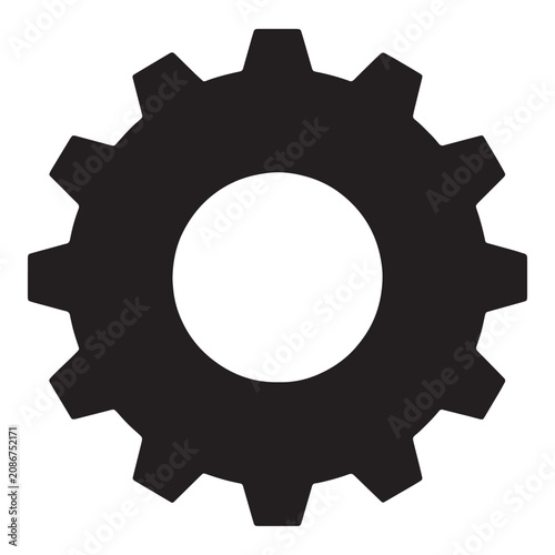 Black gear icon with circular center Vector