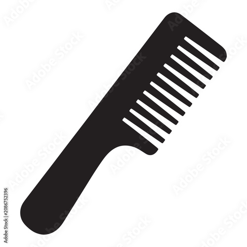 Black hair comb with wide teeth for styling Vector