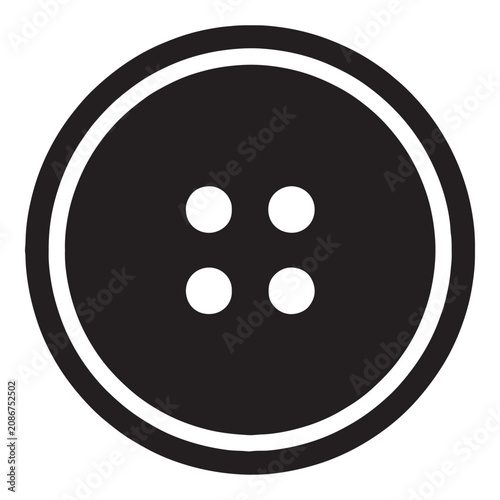 Four-hole black button close-up illustration Vector