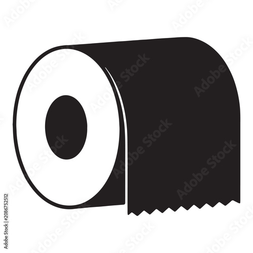 Black toilet paper roll with empty core Vector