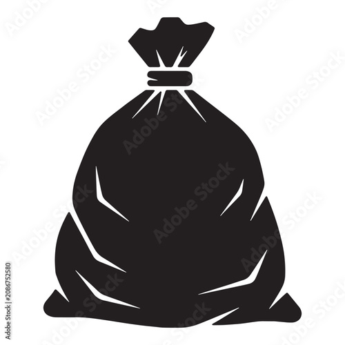 Black drawstring sack or bag with tied top Vector