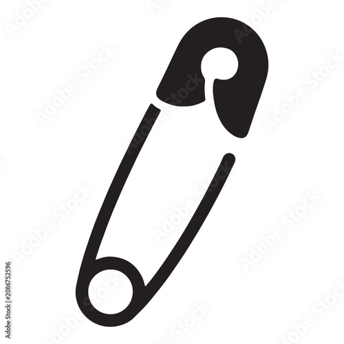 Black safety pin with open clasp vector icon Vector