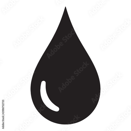 Black water droplet with curved white line icon Vector