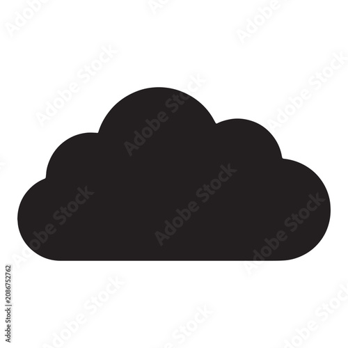 Simple black cloud icon with fluffy shape Vector