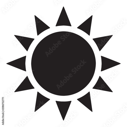 Black and white sun with rays icon design Vector