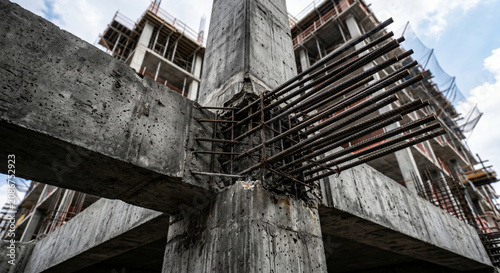 Close-up of reinforced concrete building structure