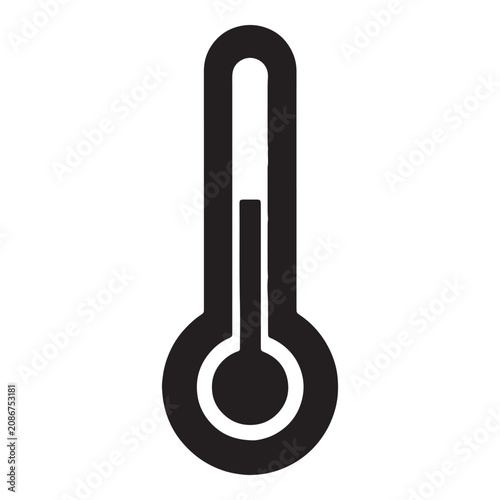 Minimalist black thermometer icon with temperature scale Vector