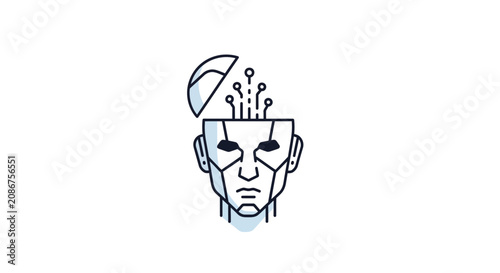 Bild auf Leinwand Man with Open Head and Brain.