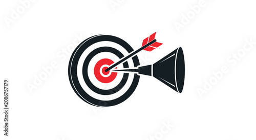Canvastavla A Graphic Illustration Of A Bullseye With A Red Arrow Hitting The Center