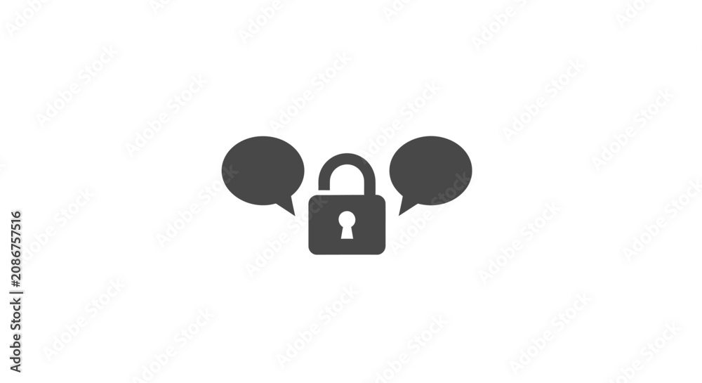 Fotografía Padlock Securing Two Speech Bubbles.