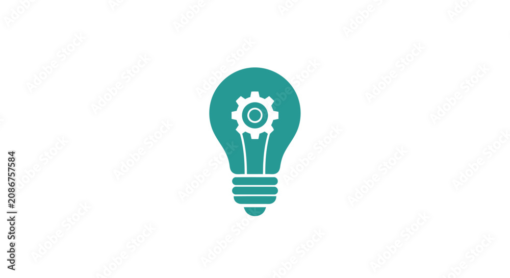 Foto Teal Light Bulb With Gear Inside.