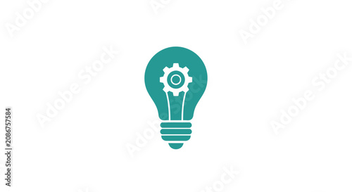 Foto Teal Light Bulb With Gear Inside.