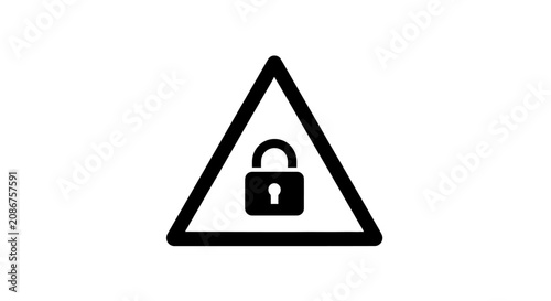Billede på lærred Warning Sign with Open Lock Icon.