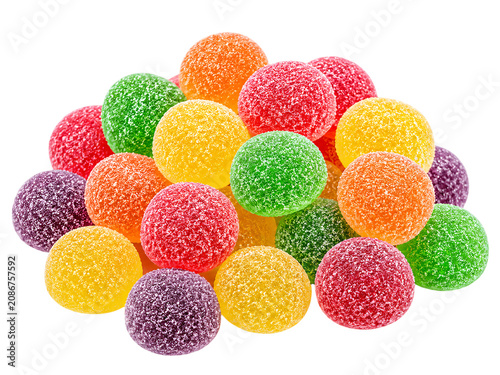 Fotografie Pile of colorful sour gummy candies on black background, candy sweet png, isolat