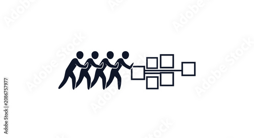 Tableau sur toile Teamwork People Pulling Rope Together.