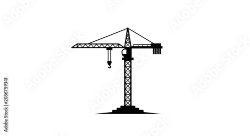 Valokuva Tower Crane Silhouette Illustration.