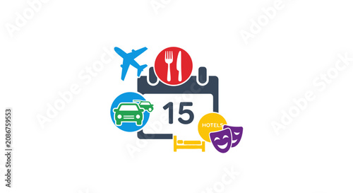 Принти на полотні Travel and Leisure Icons Combination.