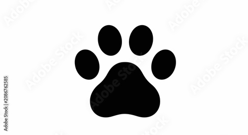 Black dog paw print isolated.