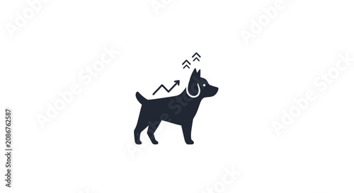 Tableau sur toile Black dog with white collar standing.
