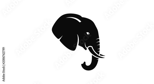 Photography Black Elephant Head Silhouette Profile.