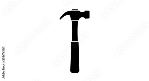 Photography Black hammer with handle and metal.