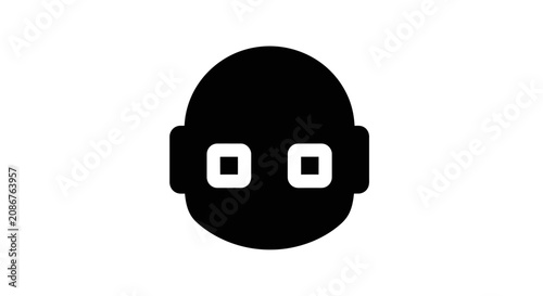 Foto Black ninja head mask icon.
