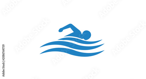 Canvastavla Swimmer Silhouette Swimming in Water Waves.