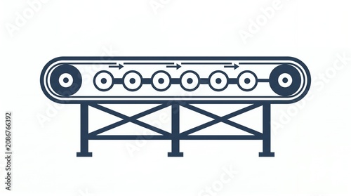 Industrial Conveyor Belt System with Rollers and Support Structure