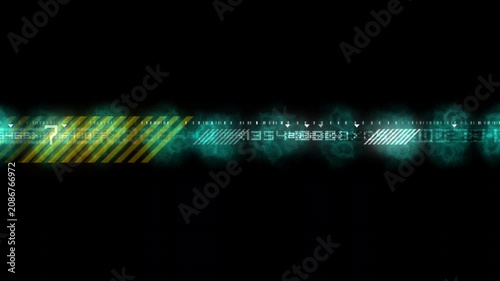 Looped animation of illuminated graphics simulating a rapid, chaotic flow of data.