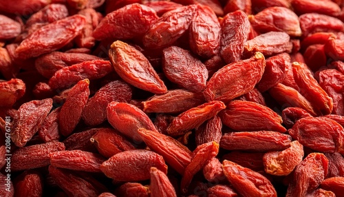 Dried Goji Berries Wrinkled Texture Close Up