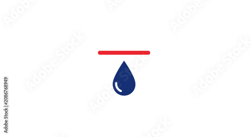 Foto Water Drop Icon with Red Line.