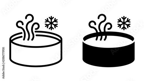 Foto Hot and Cold Therapy Icons: Stylized graphic icons depict the contrast between hot and cold therapy with steaming water and snowflake symbols, representing contrasting temperatures for wellness