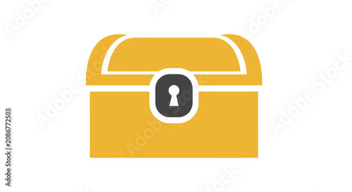 Obraz na plátne Yellow Safe with Lock Icon on Front.