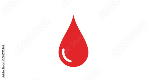 Single Red Blood Drop Isolated.
