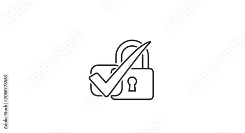 Konstfotografi Secure Padlock with Checkmark Icon.