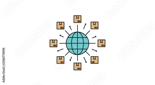 Принти на полотні Global Network Connection Earth System.